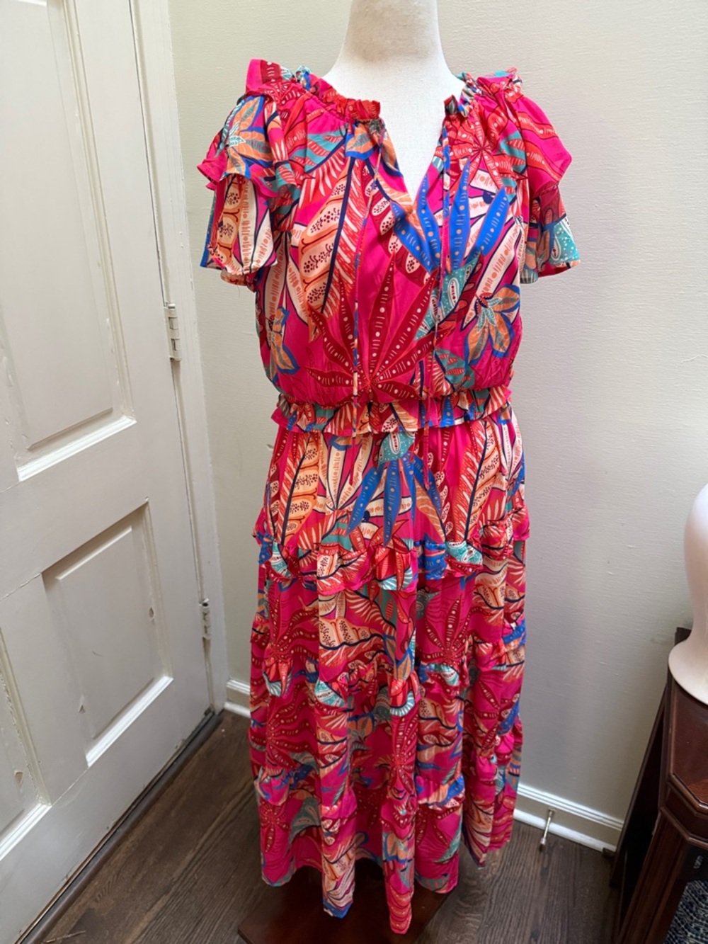Flying Tomato Hot Pink Multicolor Printed Tiered Maxi Dress